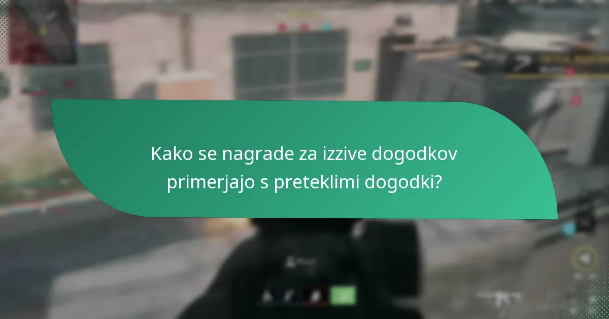 Kako se nagrade za izzive dogodkov primerjajo s preteklimi dogodki?